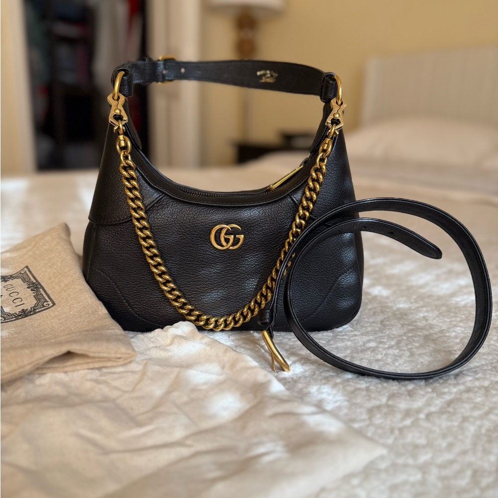 Gucci Leather Aphrodite Black Shoulder Bag